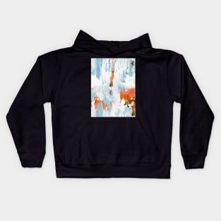 New dawn white & bright - fluid painting pouring image in white, orange and sky blue Kids Hoodie